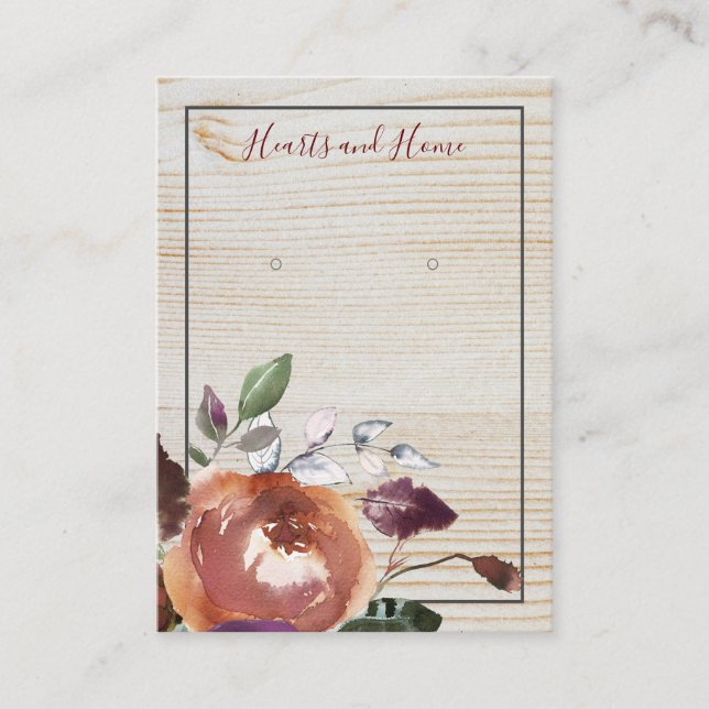 Watercolor Floral Wood Earring Display Card (Front)