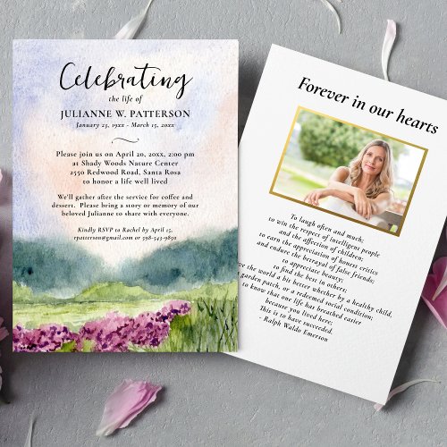 Watercolor Floral Woodland Celebration of Life Invitation