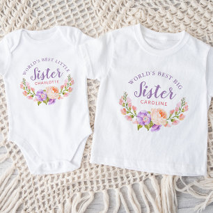 Watercolor Floral World's Best Big Sister Baby T-Shirt