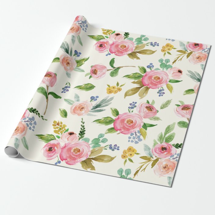 Watercolor Floral Wrapping Paper Zazzle