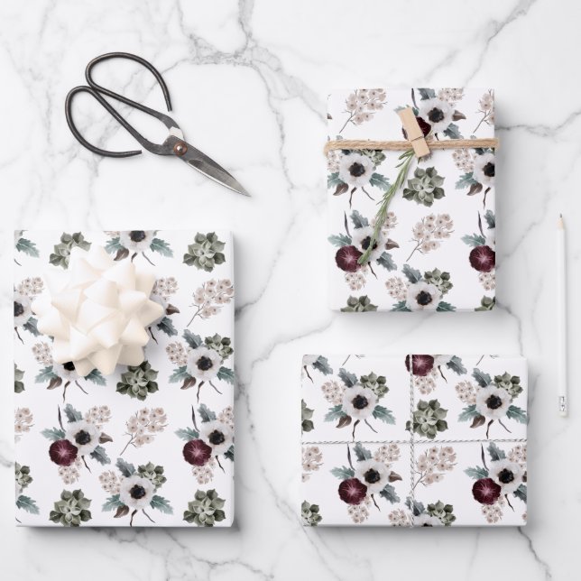 Watercolor Floral Wrapping Paper Sheets (Front)