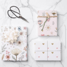 Watercolor Floral Wrapping Paper Sheets