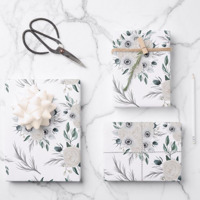 Watercolor Floral Wrapping Paper Sheets (Front)