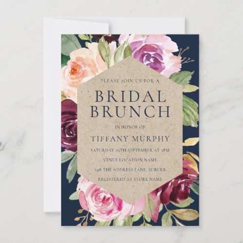 Watercolor Floral Wreath Baby Bridal Shower Brunch Invitation