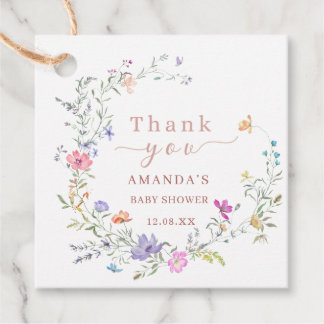 Watercolor Floral Wreath Baby Shower Favor Tags