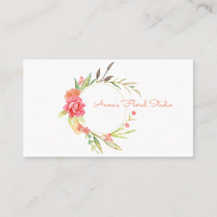 Watercolor Floral Wreath Business Card