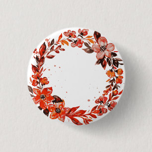 Watercolor floral wreath button
