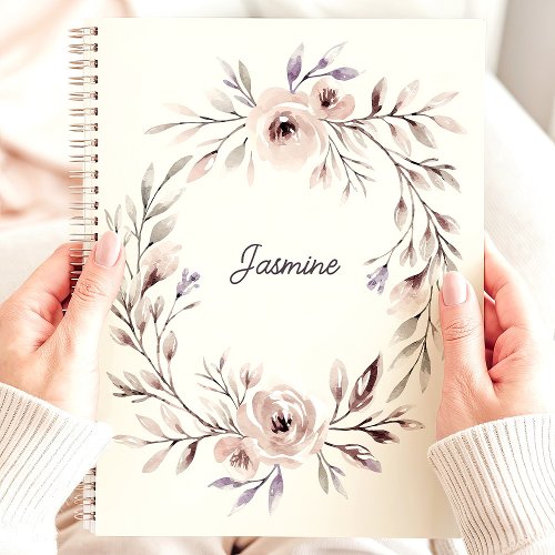 Watercolor Floral Wreath Custom Name Planner