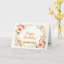 Watercolor Floral Wreath – Elegant Happy Birthday