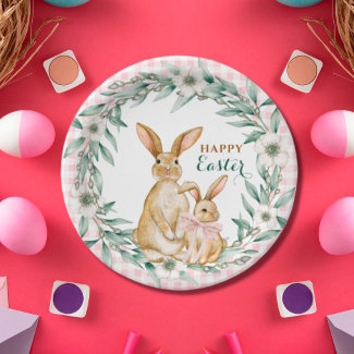 Watercolor Floral Wreath Happy Easter