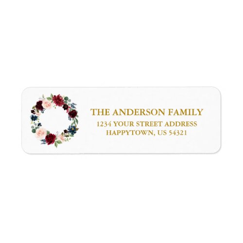 Watercolor Floral Wreath Holiday Address Label
