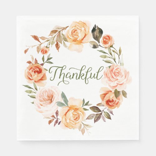 Watercolor Floral Wreath Luncheon Napkin