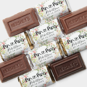 Watercolor Floral Wreath Mr n Mrs Script Heart Hershey's Miniatures