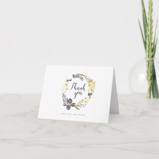 Watercolor Floral Wreath Thank You (Front)