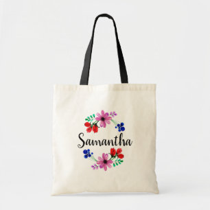 Watercolor Floral Wreath Tote Bag