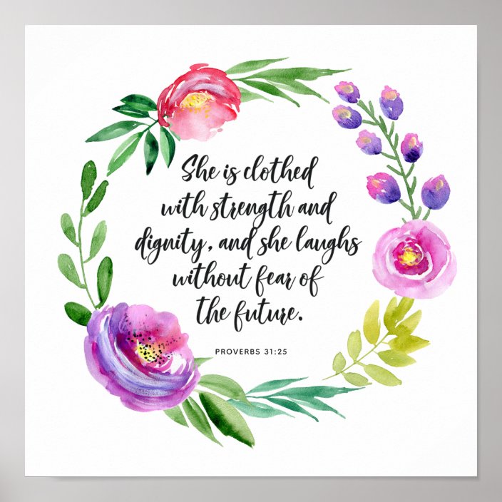 Watercolor Floral Wreath | White Poster | Zazzle.com