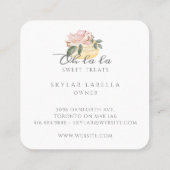 Watercolor Floral Yellow Macaron Bakery & Sweets Square Business Card (Back)