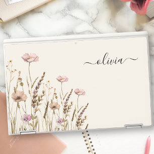 Watercolor Floral Your Script Name Wildflower Girl HP Laptop Skin