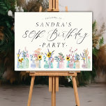 Watercolor Florals 80th Birthday Party Horizontal  Foam Board<br><div class="desc">Watercolor Florals 80th Birthday Party Horizontal Foam Board</div>