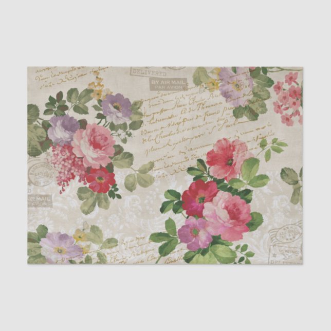 Watercolor Florals and Script on Parchment Paper (Front)