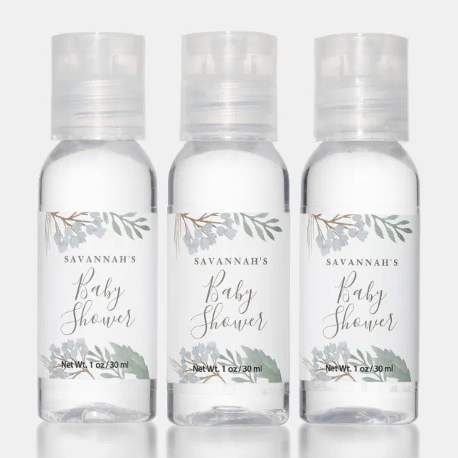 Watercolor florals baby shower thank you favor hand sanitizer Zazzle