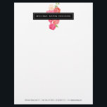 Watercolor Florals Beauty and Design Letterhead<br><div class="desc">Coordinates with the Watercolor Florals Beauty and Design Business Card Template by 1201AM. A centerpiece of colorful watercolor roses peaks out from behind an elegant black box containing your name or business name on this artistic letterhead template. © 1201AM CREATIVE</div>