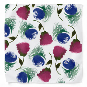 Watercolor Florals Blue and Burgundy Roses Bandana