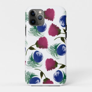Watercolor Florals Blue Burgundy Greenery Paint iPhone 11 Pro Case