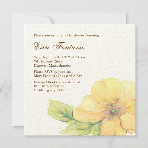 Watercolor Florals Bridal Shower Invitation