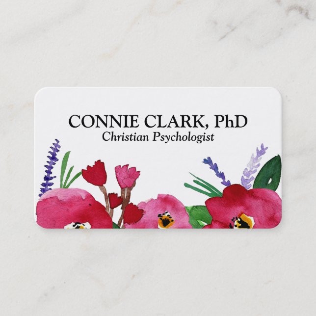 Watercolor Florals Business Cards (Front)