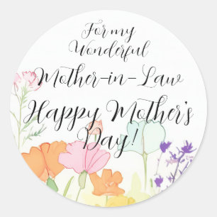 Watercolor Florals for Mother on Mother's Day Classic Round Sticker
