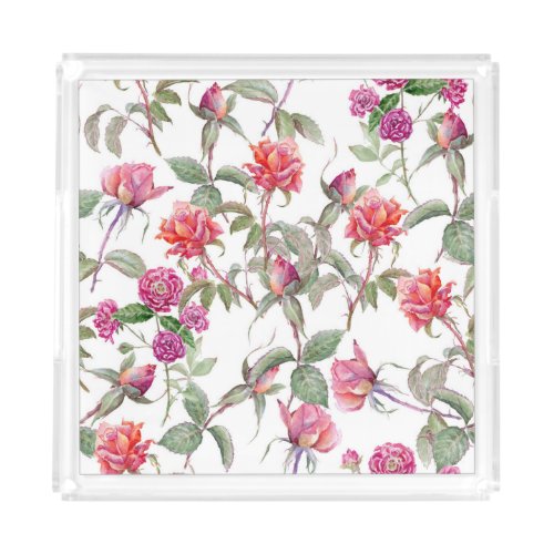 Watercolor Florals Hand_Painted Harmony Acrylic Tray