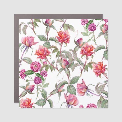Watercolor Florals Hand_Painted Harmony Car Magnet