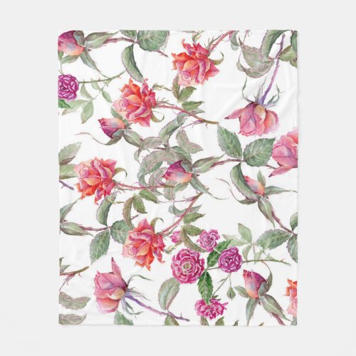 Watercolor Florals Hand_Painted Harmony Fleece Blanket