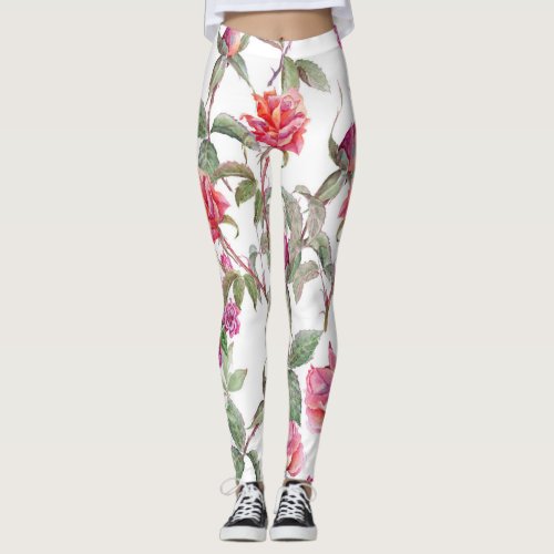 Watercolor Florals Hand_Painted Harmony Leggings