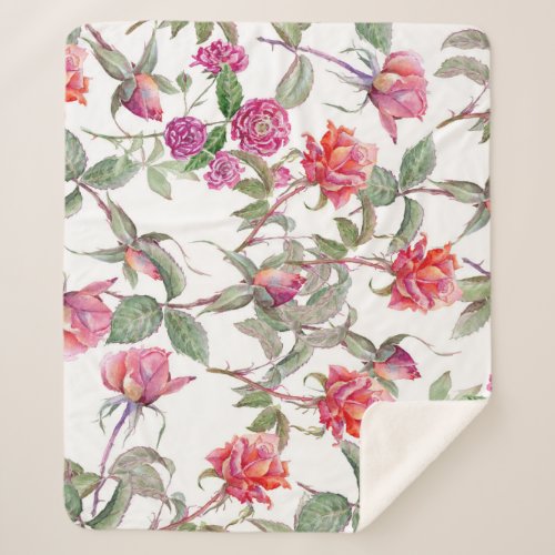 Watercolor Florals Hand_Painted Harmony Sherpa Blanket