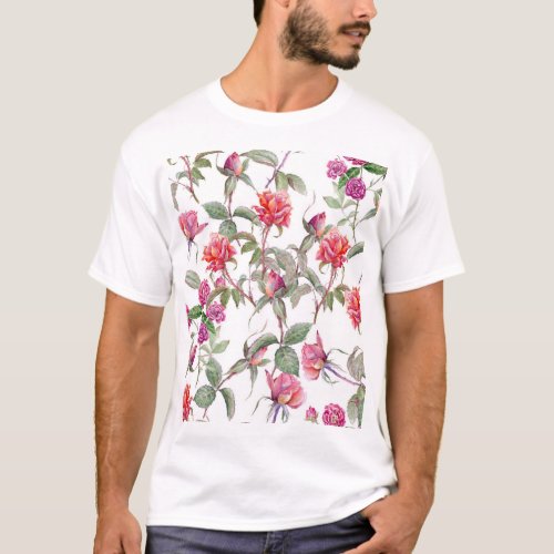 Watercolor Florals Hand_Painted Harmony T_Shirt