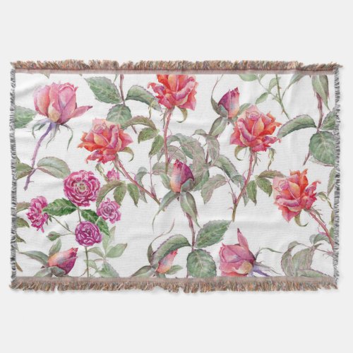 Watercolor Florals Hand_Painted Harmony Throw Blanket
