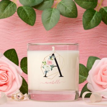 Watercolor Florals Letter A Monogram  Scented Candle by heartlockedhome at Zazzle