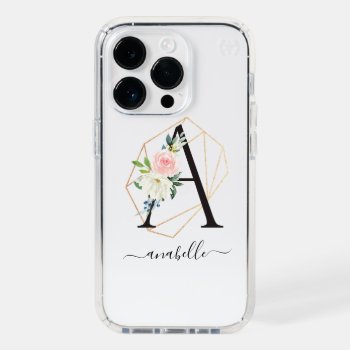 Watercolor Florals Letter A Monogram Speck Iphone 14 Pro Case by heartlockedcases at Zazzle