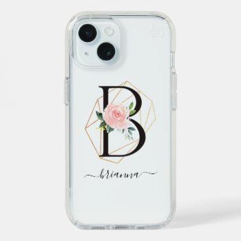 Watercolor Florals Letter B Monogrammed Iphone 15 Case by heartlockedcases at Zazzle