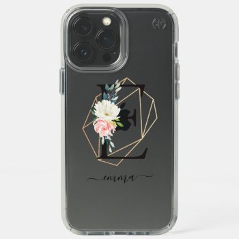 Watercolor Florals Letter E Monogram Speck Iphone 13 Pro Max Case by heartlockedcases at Zazzle