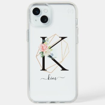Watercolor Florals Letter K Monogram Iphone 15 Plus Case by heartlockedcases at Zazzle