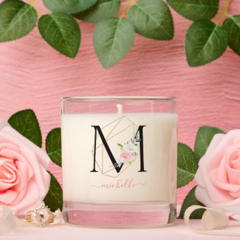Watercolor Florals Letter M Monogrammed  Scented Candle by heartlockedhome at Zazzle
