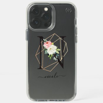 Watercolor Florals Letter N Monogram Speck Iphone 13 Pro Max Case by heartlockedcases at Zazzle