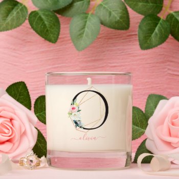 Watercolor Florals Letter O Monogrammed  Scented Candle by heartlockedhome at Zazzle