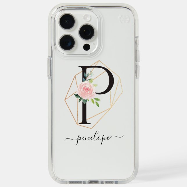 Watercolor Florals Letter P Monogram Speck iPhone Case (Front (White Titanium))