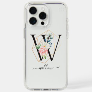 Watercolor Florals Letter W Monogram iPhone 15 Pro Max Case