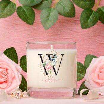 Watercolor Florals Letter W Monogrammed  Scented Candle by heartlockedhome at Zazzle
