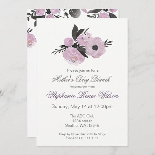 Watercolor Florals Mothers Day Brunch Tea Party Invitation
